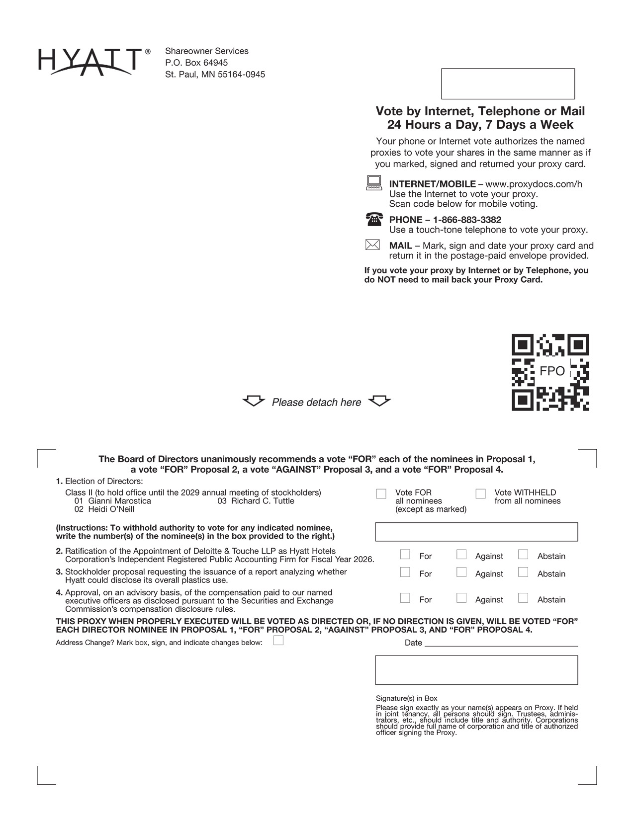 [MISSING IMAGE: px_hyattproxy1pg01-bw.jpg]