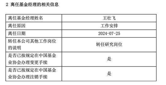 又一位基金经理离任，转岗研究员