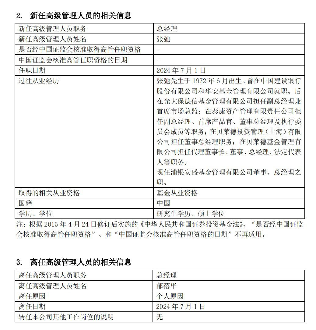 浦银安盛原总经理郁蓓华离任，贝莱德基金前总经理张弛“接棒”