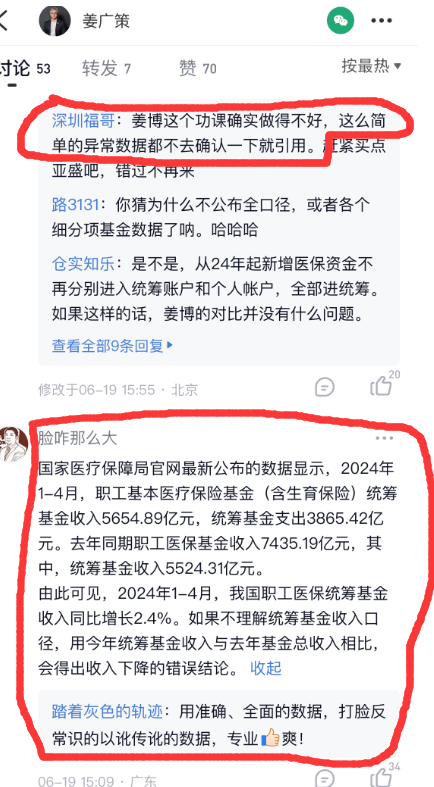 前4月职工医保基金收入减少23%？国家医保局官方发声后，知名基金经理还在传谣