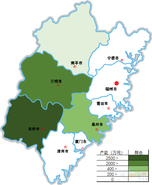 龙岩,三明熟料产能占福建全省的874%