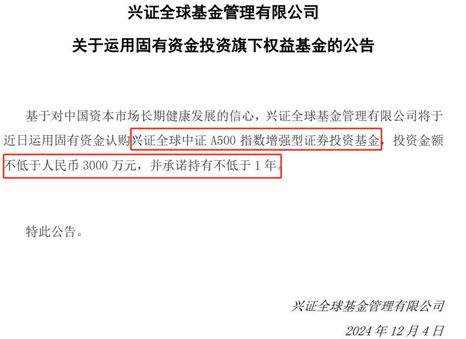3000万!兴证全球基金出手了