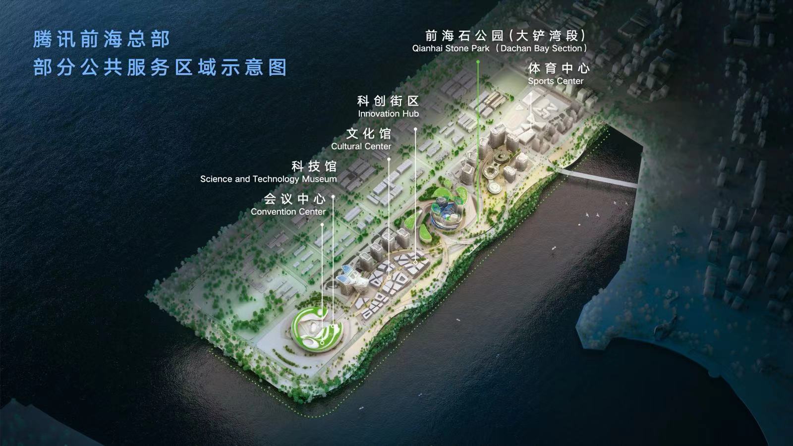 总部位于深圳前海大铲湾港区,分 5 个地块分期建设,被称为企鹅岛项目